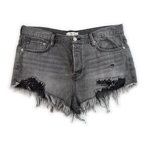 WE THE FREE high rise button fly distressed jean shorts size 31